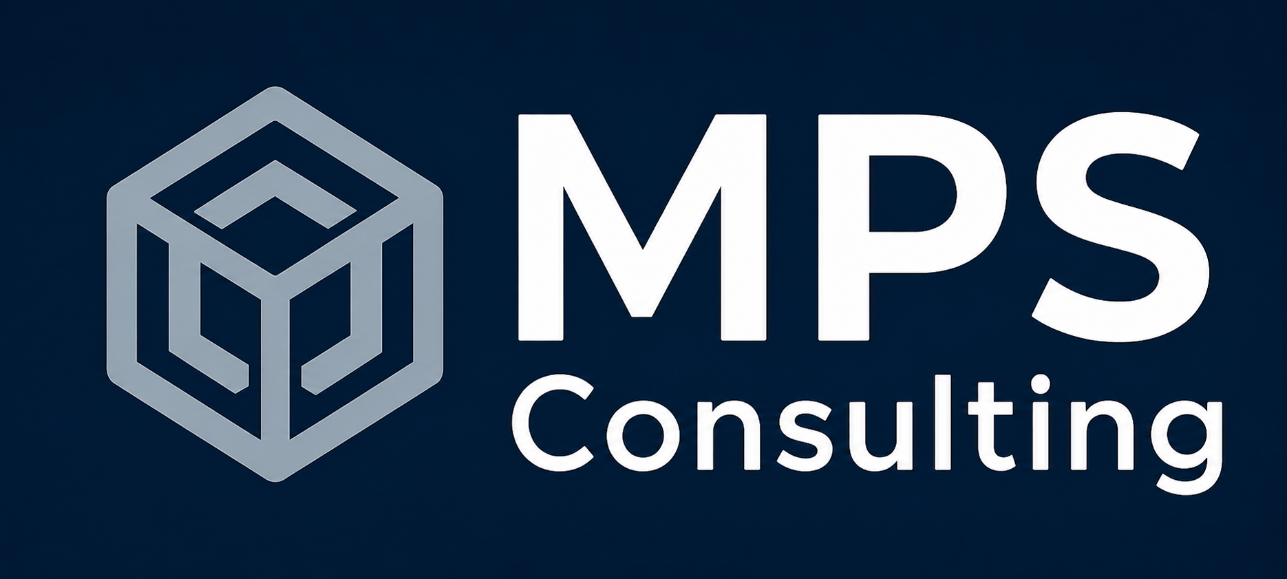 MPS Consulting logo sobre fondo azul